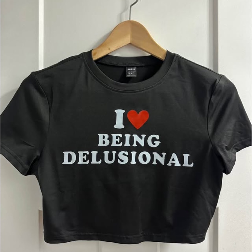 SHEIN Black Crewneck Tee with Interior Brand Tag